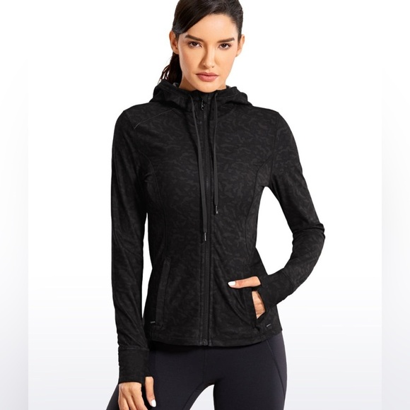 CRZ YOGA Jackets & Blazers - NWOT CRZ Yoga Light Fleece Brushed Full Zip Hoodie Olive leopard grain M